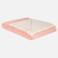Habitat Dessus De Lit Réversible En Coton Lavé - 230 X 260 Cm - Rose Corail Et Beige