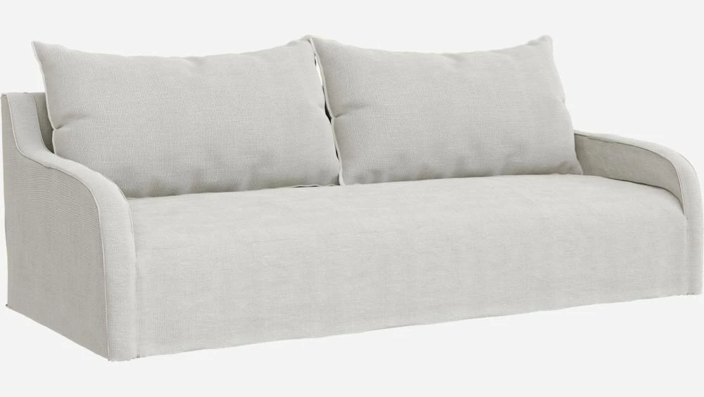 Habitat Canapé 3 Places En Lin - Blanc 6 Habitat Canapé 3 Places En Lin - Blanc – Image 6