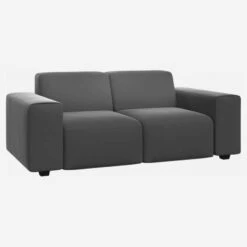 Habitat Canapé 2 Places En Velours - Gris Ardoise