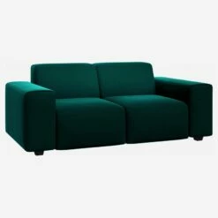 Habitat Canapé 2 Places En Velours - Vert émeraude
