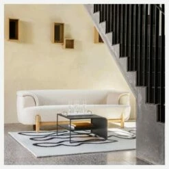 Habitat Canapé 3 Places En Tissu - Blanc Albâtre - Design By Anthony Guerrée -meubles boutique divano a 3 posti in tessuto bianco alabastro design by anthony guerree 11094841