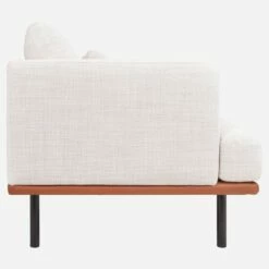 Habitat Canapé 3 Places En Tissu Fasoli - Blanc - Base En Cuir Marron -meubles boutique divano a 3 posti in tessuto bianco neve fasoli con base in pelle marrone 1243291