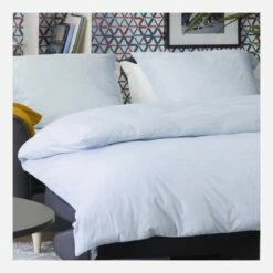 Habitat Drap Housse En Lin - 140 X 200 Cm - Bleu Clair -meubles boutique drap housse en lin 140 x 200 cm bleu clair 1211003 1