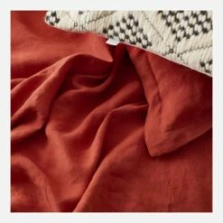 Habitat Drap Housse En Lin - 160 X 200 Cm - Orange Terracotta -meubles boutique drap housse en lin 160 x 200 cm terracotta 2558969 1