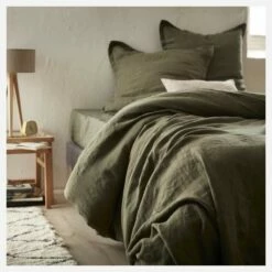 Habitat Drap Housse En Lin - 180 X 200 Cm - Vert Kaki 7 Habitat Drap Housse En Lin - 180 X 200 Cm - Vert Kaki -meubles boutique drap housse en lin 180 x 200 cm kaki 2558895