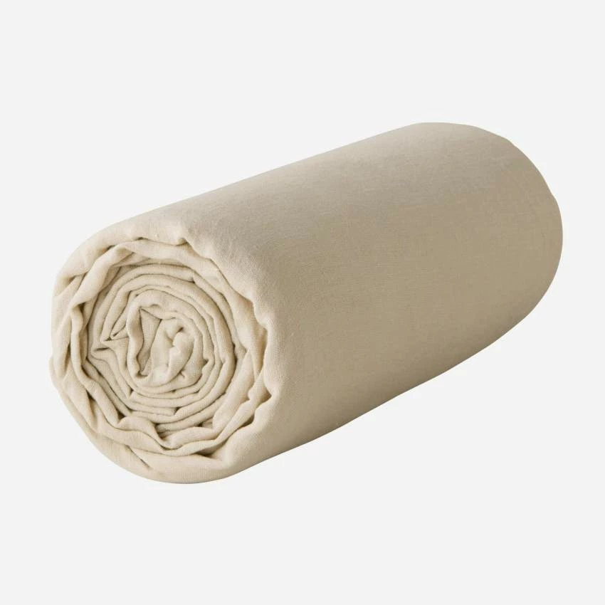 Habitat Drap Housse En Lin - 180 X 200 Cm - Beige 1 Habitat Drap Housse En Lin - 180 X 200 Cm - Beige
