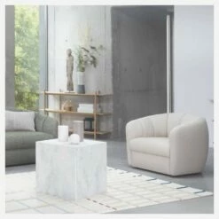 Habitat Fauteuil Arrondi En Tissu Lucca - Blanc Mastic -meubles boutique fauteuil arrondi en tissu lucca blanc mastic 13513319