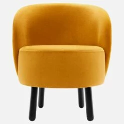 Habitat Fauteuil Crapaud En Velours - Jaune Moutarde