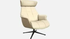Habitat Fauteuil En Chêne Et Cuir Savoy - Blanc Albâtre - Pied Noir -meubles boutique fauteuil en chene et cuir savoy blanc pied noir 1314225 2