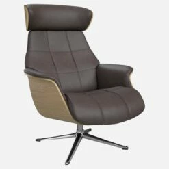 Habitat Fauteuil En Chêne Et Cuir Savoy - Marron Tonka - Pied Aluminium