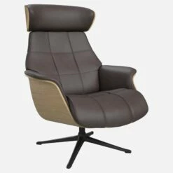 Habitat Fauteuil En Chêne Et Cuir Savoy - Marron Tonka - Pied Noir