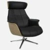 Habitat Fauteuil En Chêne Et Cuir Savoy - Noir Obsidienne - Pied Aluminium