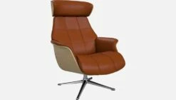 Habitat Fauteuil En Chêne Et Cuir Vintage - Marron Cognac - Pied Aluminium -meubles boutique fauteuil en chene et cuir vintage cognac pied aluminium 1303479 2