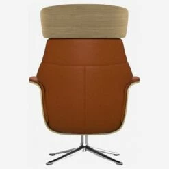 Habitat Fauteuil En Chêne Et Cuir Vintage - Marron Cognac - Pied Aluminium -meubles boutique fauteuil en chene et cuir vintage cognac pied aluminium 1303483