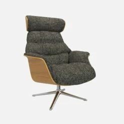 Habitat Fauteuil En Chêne Et Tissu Alba - Gris Nuage - Pied Aluminium -meubles boutique fauteuil en chene et tissu alba gris nuage pied aluminium 10275073