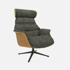 Nouvelles versions -meubles boutique fauteuil en chene et tissu alba gris nuage pied noir 10275057