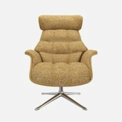 Habitat Fauteuil En Chêne Et Tissu Alba - Jaune Soleil - Pied Aluminium -meubles boutique fauteuil en chene et tissu alba jaune soleil pied aluminium 10275005 1