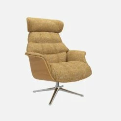 Habitat Fauteuil En Chêne Et Tissu Alba - Jaune Soleil - Pied Aluminium -meubles boutique fauteuil en chene et tissu alba jaune soleil pied aluminium 10275009 1