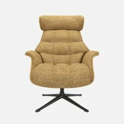 Habitat Fauteuil En Chêne Et Tissu Alba - Jaune Soleil - Pied Noir -meubles boutique fauteuil en chene et tissu alba jaune soleil pied noir 10274989 1