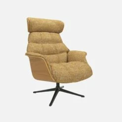 Habitat Fauteuil En Chêne Et Tissu Alba - Jaune Soleil - Pied Noir -meubles boutique fauteuil en chene et tissu alba jaune soleil pied noir 10274993 1