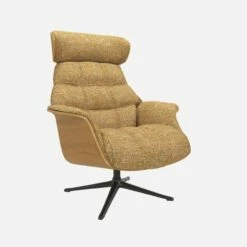 Habitat Fauteuil En Chêne Et Tissu Alba - Jaune Soleil - Pied Noir -meubles boutique fauteuil en chene et tissu alba jaune soleil pied noir 10274993