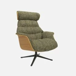 Habitat Fauteuil En Chêne Et Tissu Alba - Vert Orage - Pied Noir -meubles boutique fauteuil en chene et tissu alba vert orage pied noir 10274929 1