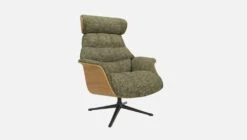 Habitat Fauteuil En Chêne Et Tissu Alba - Vert Orage - Pied Noir -meubles boutique fauteuil en chene et tissu alba vert orage pied noir 10274929 2