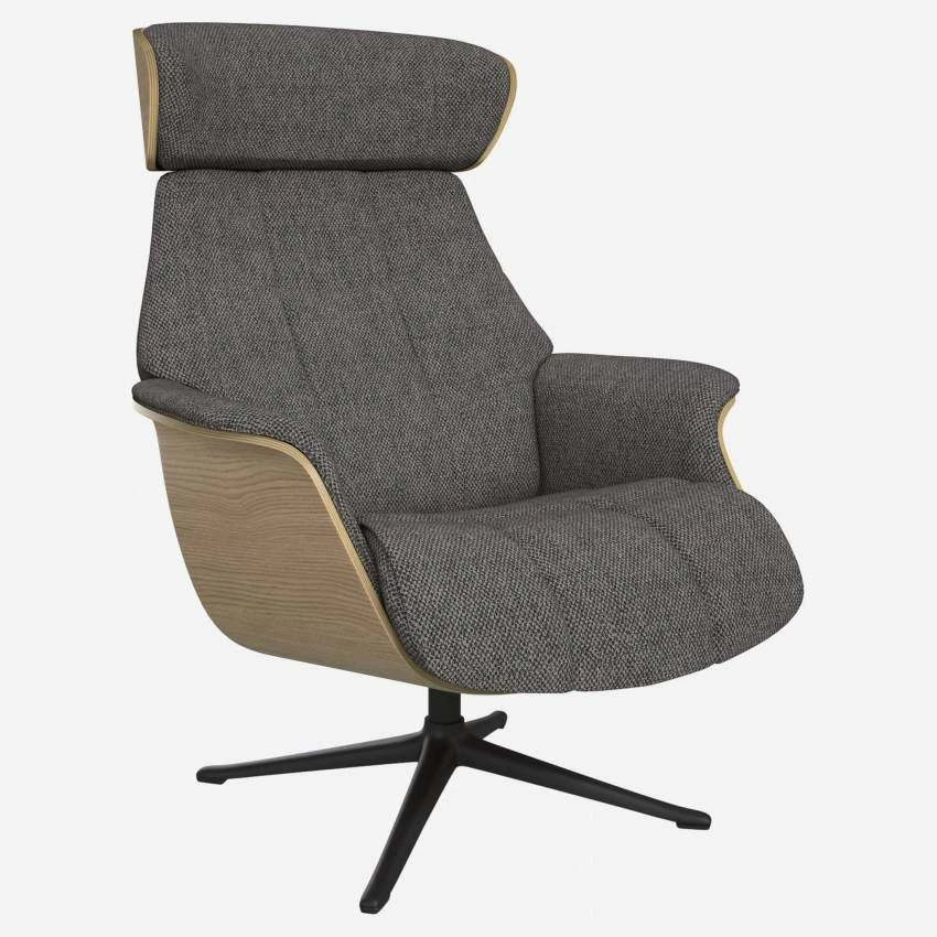 Habitat Fauteuil En Chêne Et Tissu Bellagio - Gris Nocturne - Pied Noir 1 Habitat Fauteuil En Chêne Et Tissu Bellagio - Gris Nocturne - Pied Noir