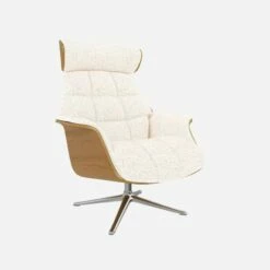 Habitat Fauteuil En Chêne Et Tissu Bormio - Blanc Albâtre - Pied Aluminium -meubles boutique fauteuil en chene et tissu bormio blanc albatre pied aluminium 10374441 1
