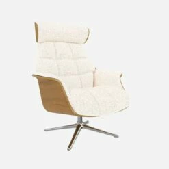 Habitat Fauteuil En Chêne Et Tissu Bormio - Blanc Albâtre - Pied Aluminium -meubles boutique fauteuil en chene et tissu bormio blanc albatre pied aluminium 10374441