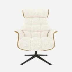Habitat Fauteuil En Chêne Et Tissu Bormio - Blanc Albâtre - Pied Noir -meubles boutique fauteuil en chene et tissu bormio blanc albatre pied noir 10374425 1