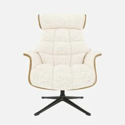Habitat Fauteuil En Chêne Et Tissu Bormio - Blanc Albâtre - Pied Noir -meubles boutique fauteuil en chene et tissu bormio blanc albatre pied noir 10374425