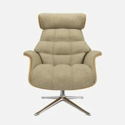 Habitat Fauteuil En Chêne Et Tissu Lucca - Blanc Mastic - Pied Aluminium