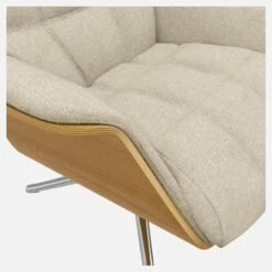 Habitat Fauteuil En Chêne Et Tissu Lucca - Blanc Mastic - Pied Aluminium -meubles boutique fauteuil en chene et tissu lucca blanc mastic pied aluminium 12851681