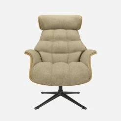 Habitat Fauteuil En Chêne Et Tissu Lucca - Blanc Mastic - Pied Noir -meubles boutique fauteuil en chene et tissu lucca blanc mastic pied noir 12851625 1