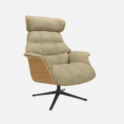 Habitat Fauteuil En Chêne Et Tissu Lucca - Blanc Mastic - Pied Noir -meubles boutique fauteuil en chene et tissu lucca blanc mastic pied noir 12851629