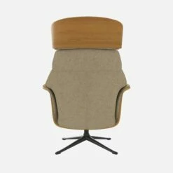 Habitat Fauteuil En Chêne Et Tissu Lucca - Blanc Mastic - Pied Noir -meubles boutique fauteuil en chene et tissu lucca blanc mastic pied noir 12851633