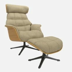 Habitat Fauteuil En Chêne Et Tissu Lucca - Blanc Mastic - Pied Noir -meubles boutique fauteuil en chene et tissu lucca blanc mastic pied noir 12851637