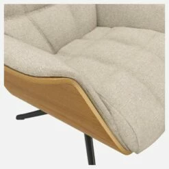 Habitat Fauteuil En Chêne Et Tissu Lucca - Blanc Mastic - Pied Noir -meubles boutique fauteuil en chene et tissu lucca blanc mastic pied noir 12851641