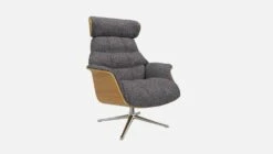 Habitat Fauteuil En Chêne Et Tissu Lucca - Bleu Zingué - Pied Aluminium -meubles boutique fauteuil en chene et tissu lucca bleu zingue pied aluminium 10274753 2