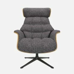 Habitat Fauteuil En Chêne Et Tissu Lucca - Bleu Zingué - Pied Noir