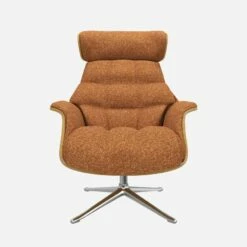 Habitat Fauteuil En Chêne Et Tissu Lucca - Marron Noisette - Pied Aluminium -meubles boutique fauteuil en chene et tissu lucca marron noisette pied aluminium 10274685 1