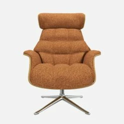 Habitat Fauteuil En Chêne Et Tissu Lucca - Marron Noisette - Pied Aluminium