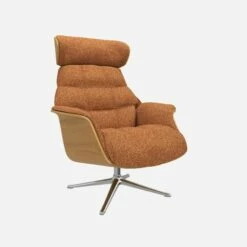 Habitat Fauteuil En Chêne Et Tissu Lucca - Marron Noisette - Pied Aluminium -meubles boutique fauteuil en chene et tissu lucca marron noisette pied aluminium 10274689 1