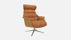 Habitat Fauteuil En Chêne Et Tissu Lucca - Marron Noisette - Pied Aluminium -meubles boutique fauteuil en chene et tissu lucca marron noisette pied aluminium 10274689 2