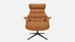 Habitat Fauteuil En Chêne Et Tissu Lucca - Marron Noisette - Pied Noir -meubles boutique fauteuil en chene et tissu lucca marron noisette pied noir 10274669 2