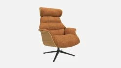 Habitat Fauteuil En Chêne Et Tissu Lucca - Marron Noisette - Pied Noir -meubles boutique fauteuil en chene et tissu lucca marron noisette pied noir 10274673 2