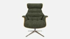 Habitat Fauteuil En Chêne Et Tissu Lucca - Vert Mousse - Pied Aluminium -meubles boutique fauteuil en chene et tissu lucca vert mousse pied aluminium 10274621 2