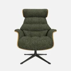 Habitat Fauteuil En Chêne Et Tissu Lucca - Vert Mousse - Pied Noir -meubles boutique fauteuil en chene et tissu lucca vert mousse pied noir 10274605 1
