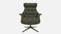 Habitat Fauteuil En Chêne Et Tissu Lucca - Vert Mousse - Pied Noir -meubles boutique fauteuil en chene et tissu lucca vert mousse pied noir 10274605 2